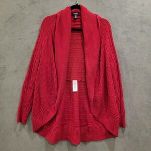 Chaps Open Front Cable Knit Cardigan Women Size L Sweater Casual Warm Cozy Comfy